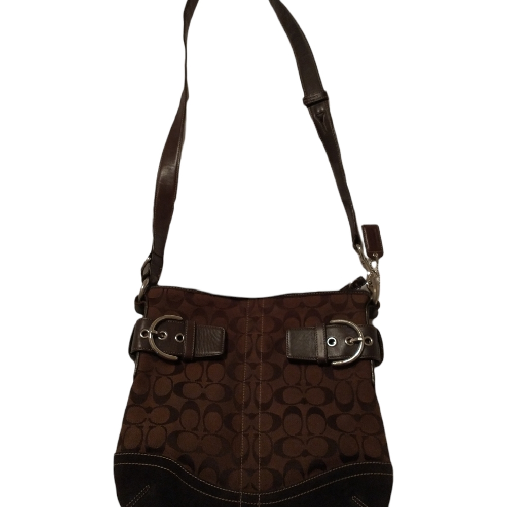 Coach F05k-3574 Jacquard Brown Fabric Canvas Crossbody